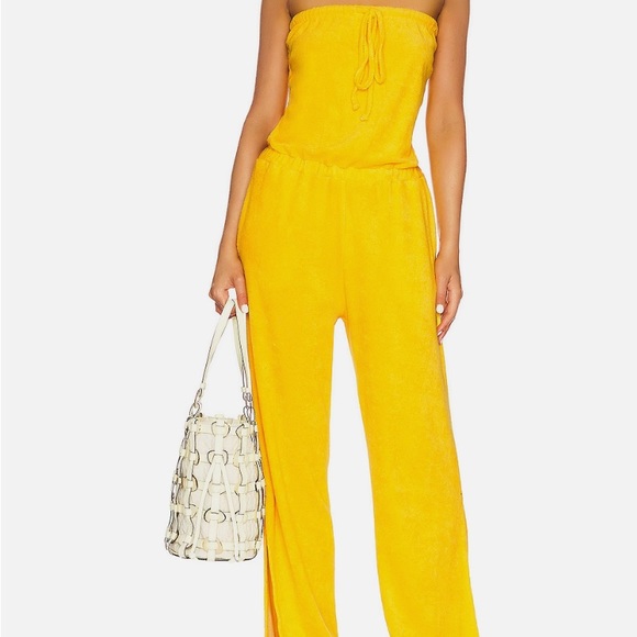 Monrow Pants & Jumpsuits Monrow Terry Cloth Bandeau Jumpsuit Sunshine Poshmark
